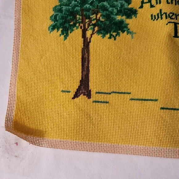 VTG Yellow Elephant Bee Tree Needlecraft Needlepoint Nursery Kids Prayer - Picture 9 of 15